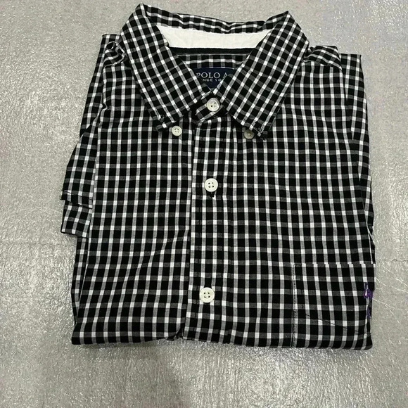 [L]US Polo Assn Black White Check pattern  Dress Shirt - Picture 1 of 8